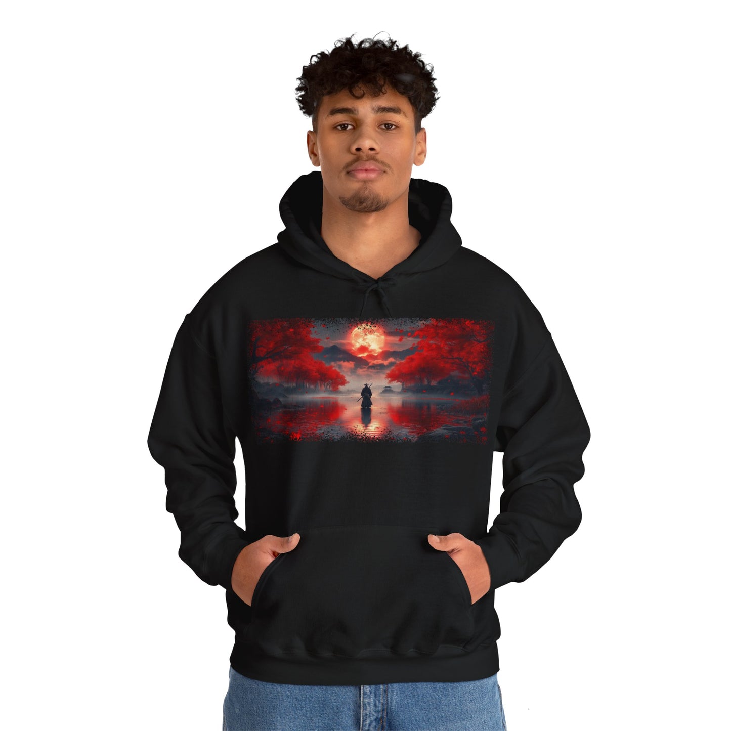 Ronin "Red Moon" Hoodie / Japanese warriors / Japanese culture clothing