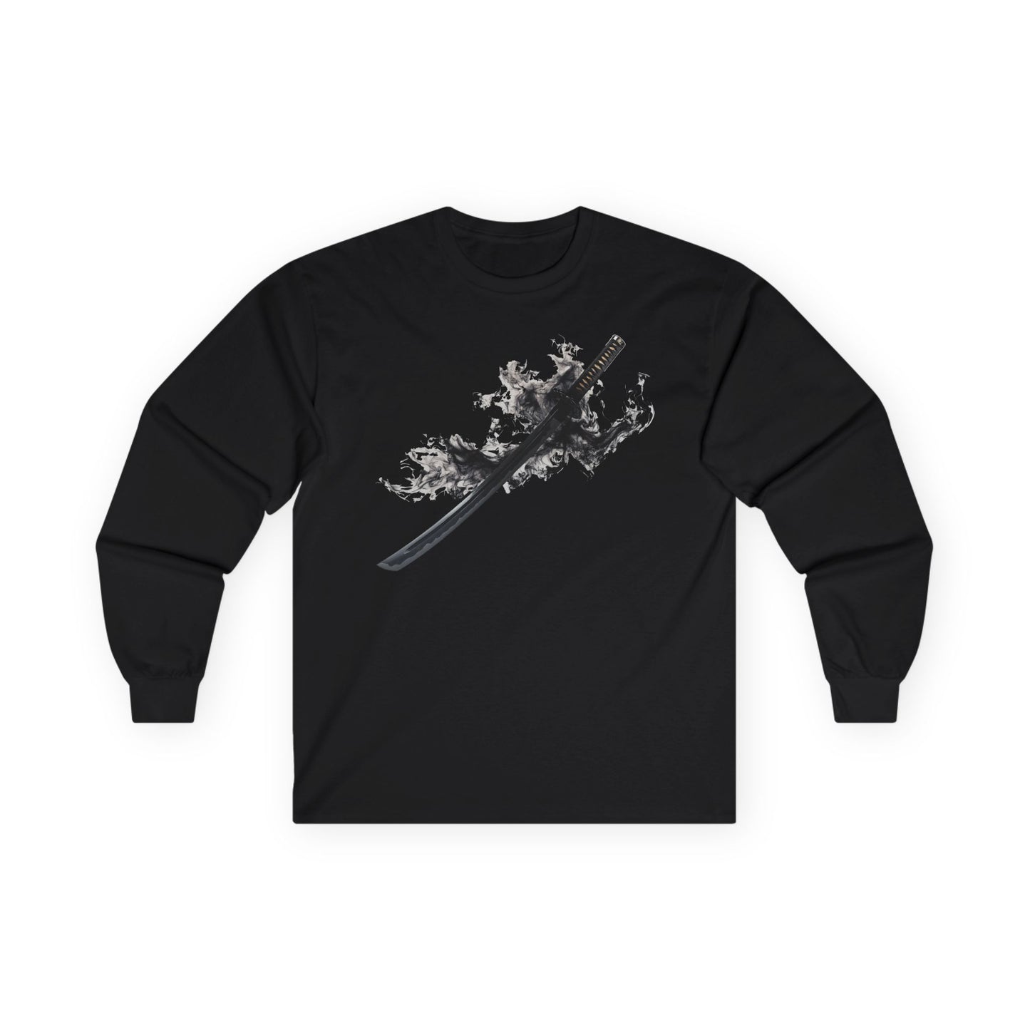 Ninja TYO "Black Flame Katana" Long T-Shirt / Japanese warriors / Japanese culture clothing