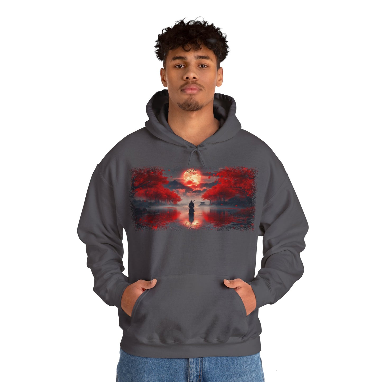 Ronin "Red Moon" Hoodie / Japanese warriors / Japanese culture clothing