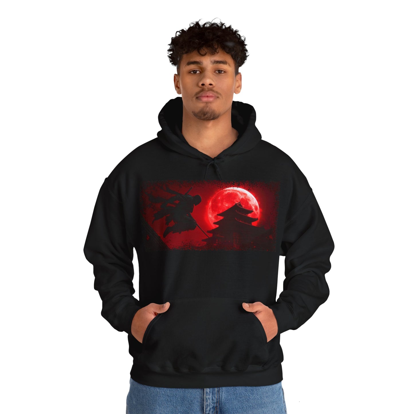 Ninja "Blood Moon" Hoodie / Japanese warriors / Japanese culture clothing