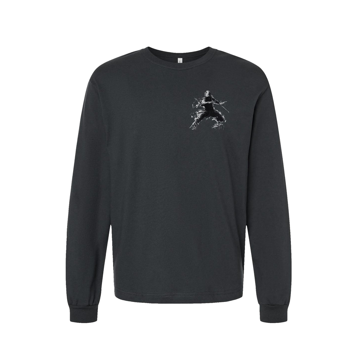Backstep Samurai long sleeve t-shirt in Dark Grey — front flat lay
