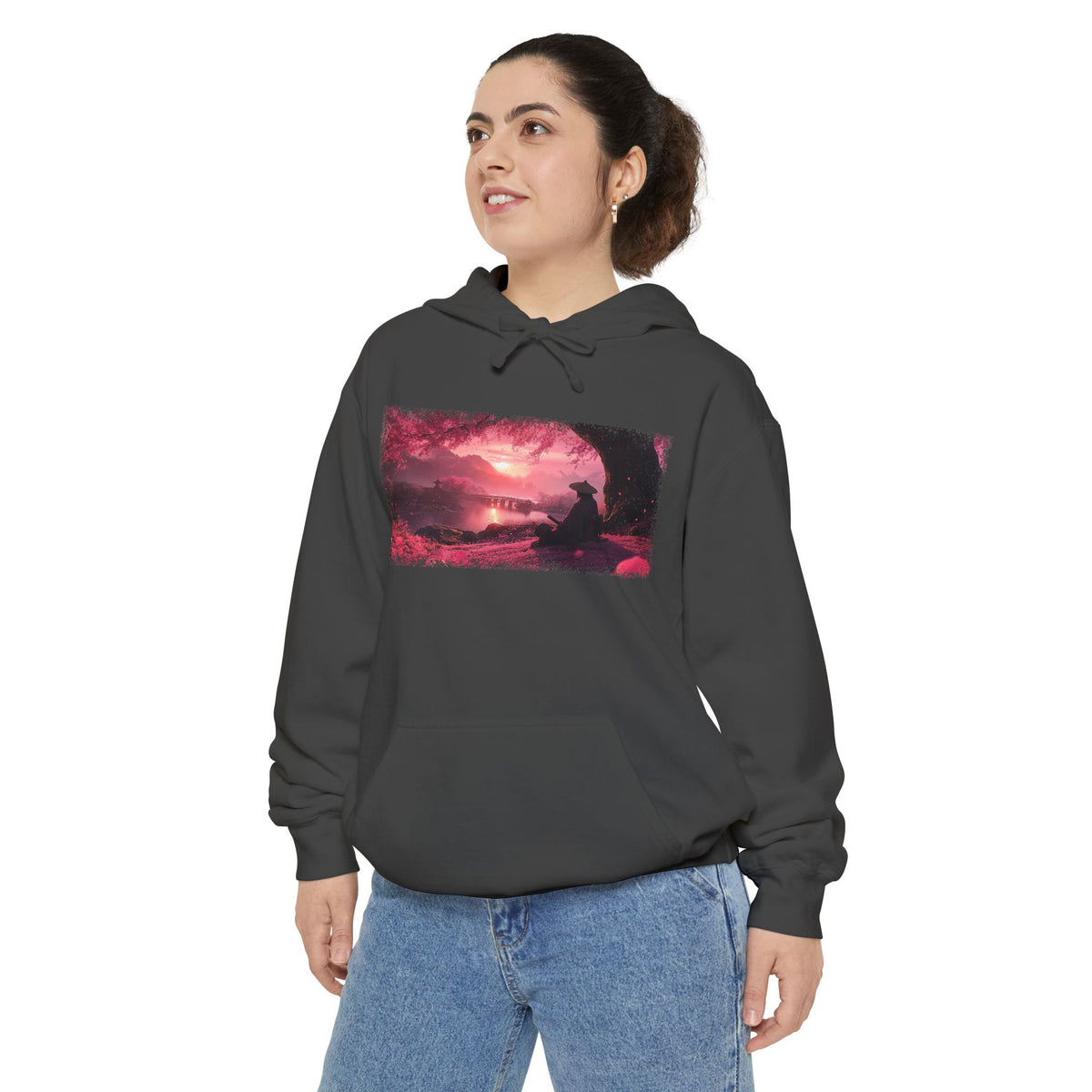 Sakura Sunset Ronin Graphic Hoodie — Japanese Streetwear | NINJA TYO