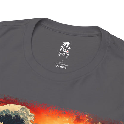 Men’s Graphic T-Shirt — “Wave of Kanagawa” Warrior Design — Ninja, Samurai, Ronin, Japanese Streetwear Tee