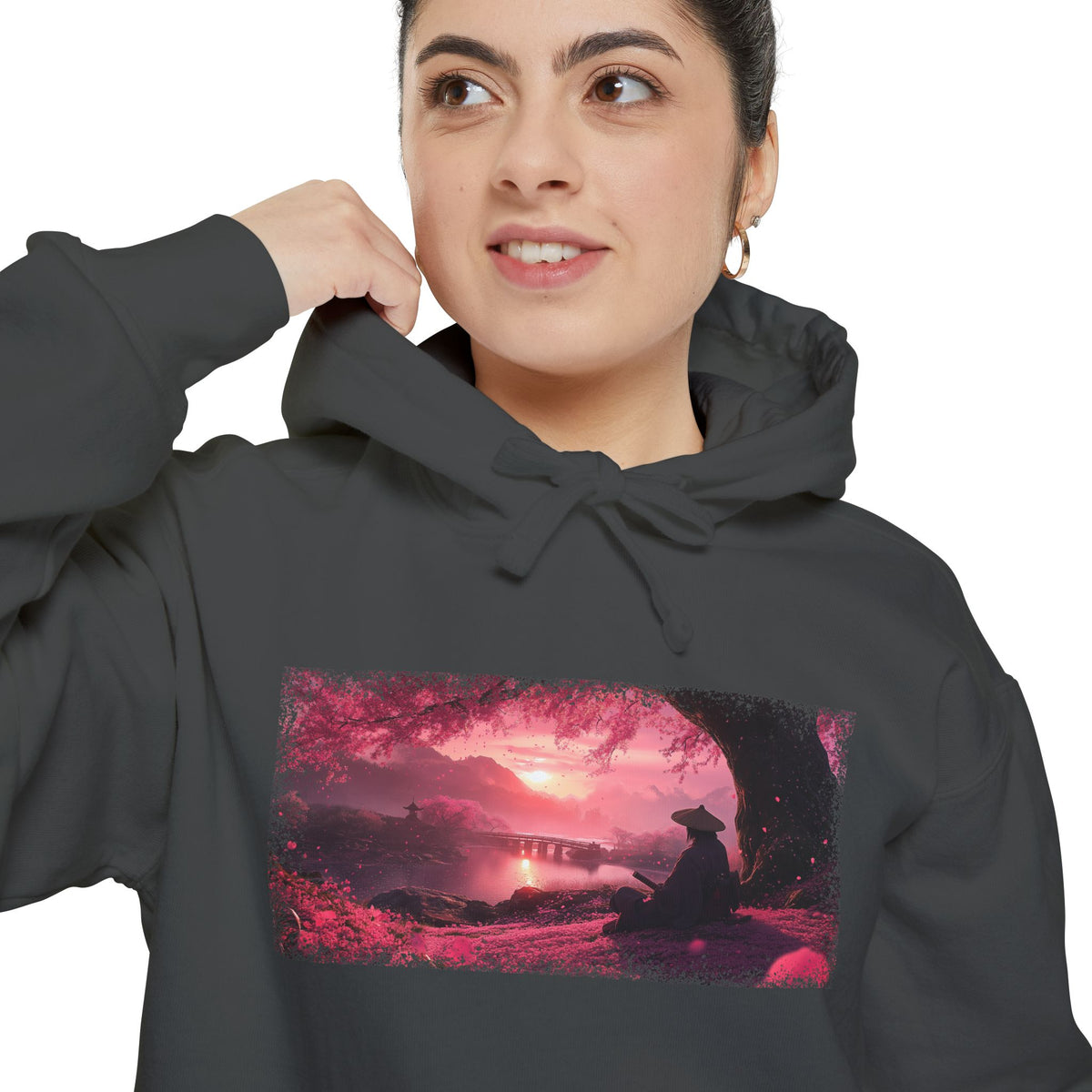 Sakura Sunset Ronin Graphic Hoodie — Japanese Streetwear | NINJA TYO