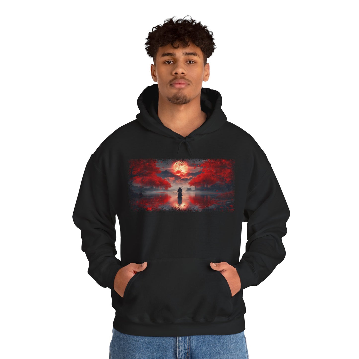 Graphic Hoodie — “Red Moon” Design — Japanese Streetwear Clothing