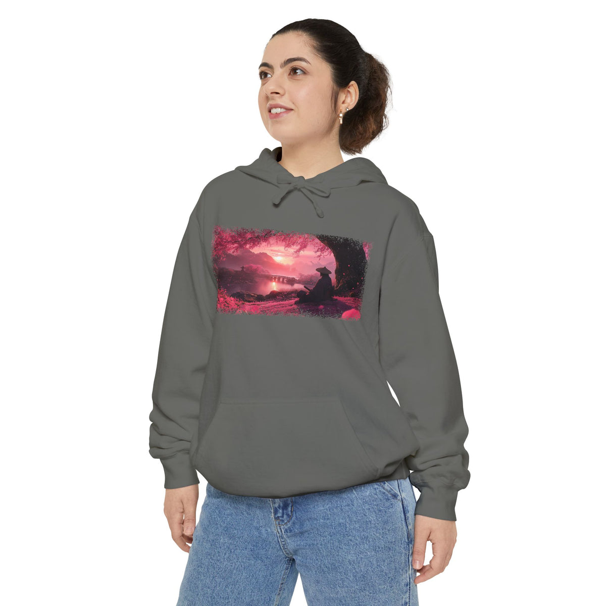 Sakura Sunset Ronin Graphic Hoodie — Japanese Streetwear | NINJA TYO