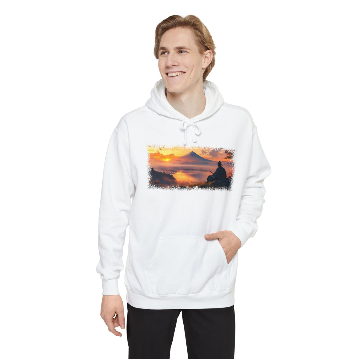Mt. Fuji Sunset Ronin Graphic Hoodie — Japanese Streetwear | NINJA TYO