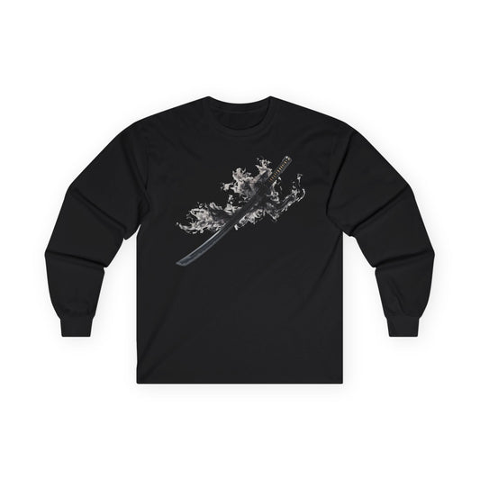 Ninja TYO "Black Flame Katana" Long T-Shirt / Japanese warriors / Japanese culture clothing