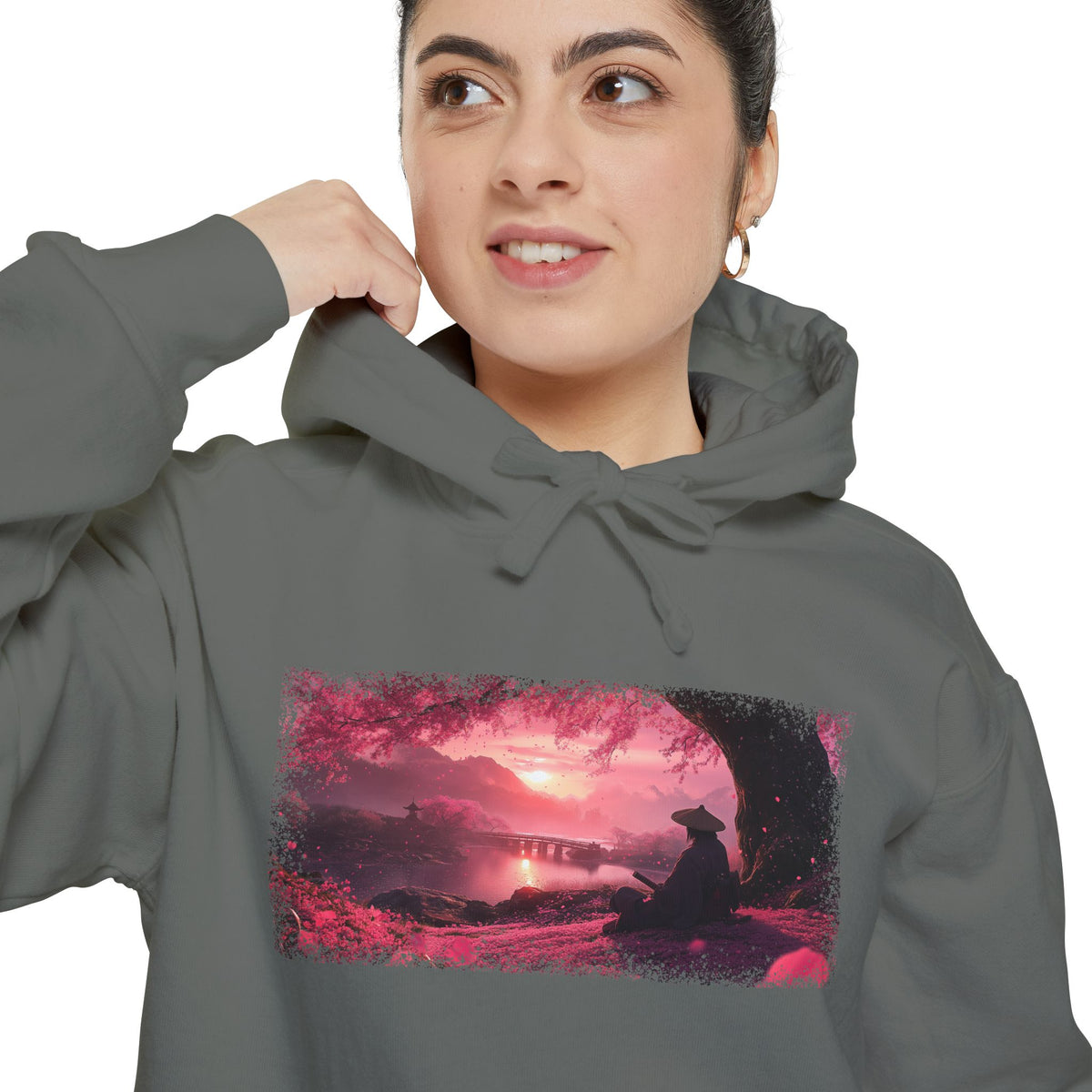 Sakura Sunset Ronin Graphic Hoodie — Japanese Streetwear | NINJA TYO