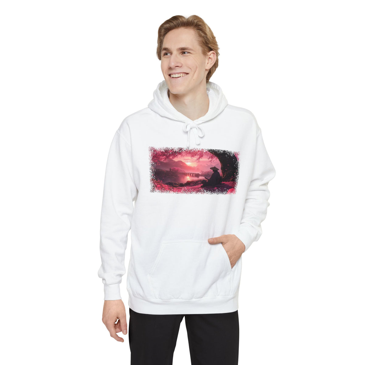 Sakura Sunset Ronin Graphic Hoodie — Japanese Streetwear | NINJA TYO