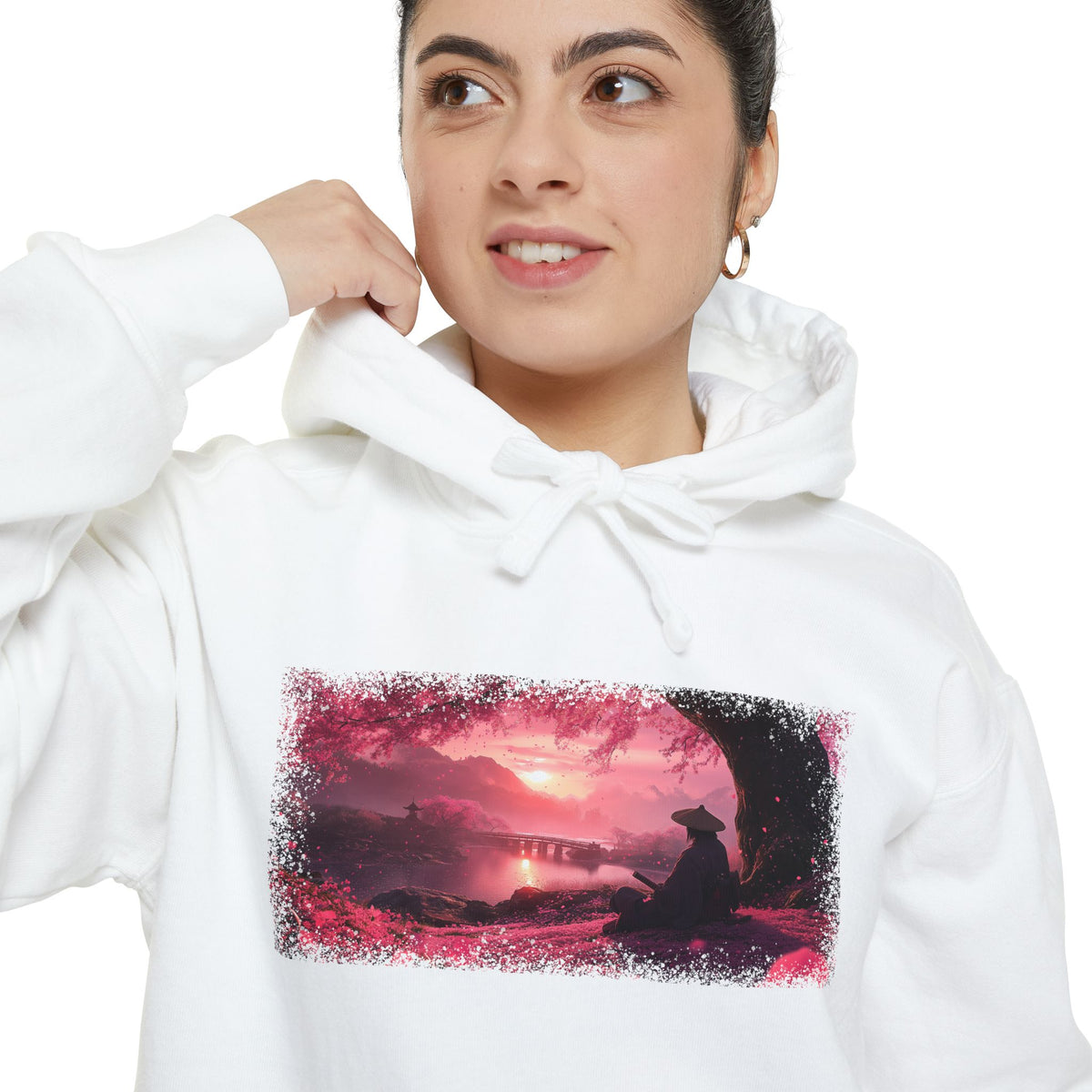 Sakura Sunset Ronin Graphic Hoodie — Japanese Streetwear | NINJA TYO