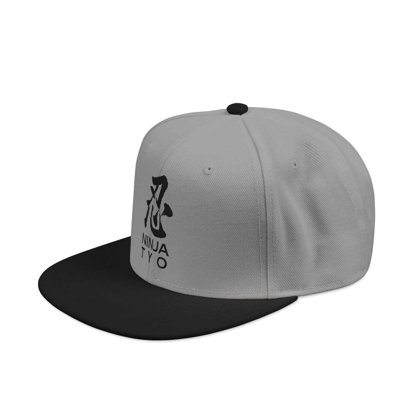 Shinobi Kanji Embroidered Snapback — White & Grey | NINJA TYO