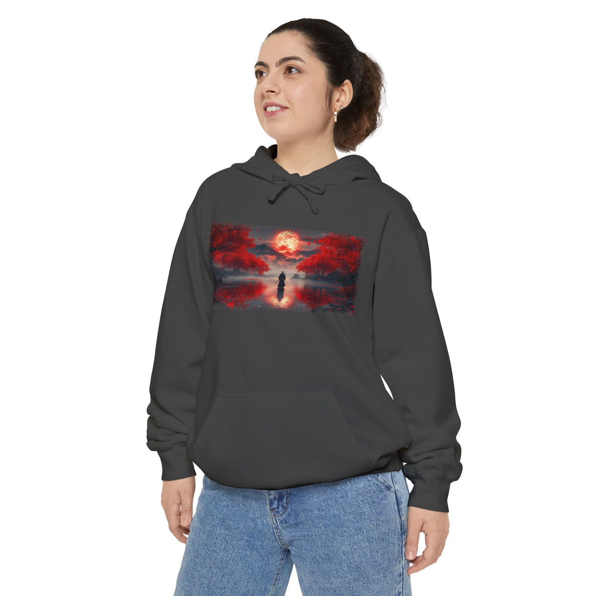 Red Moon Ronin Graphic Hoodie — Japanese Streetwear | NINJA TYO