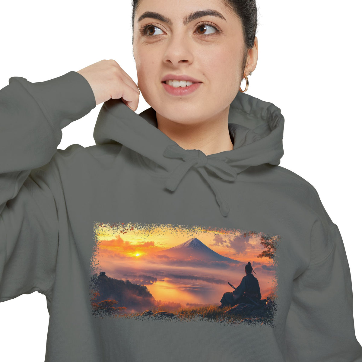 Mt. Fuji Sunset Ronin Graphic Hoodie — Japanese Streetwear | NINJA TYO