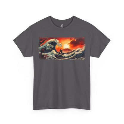 Men’s Graphic T-Shirt — “Wave of Kanagawa” Warrior Design — Ninja, Samurai, Ronin, Japanese Streetwear Tee