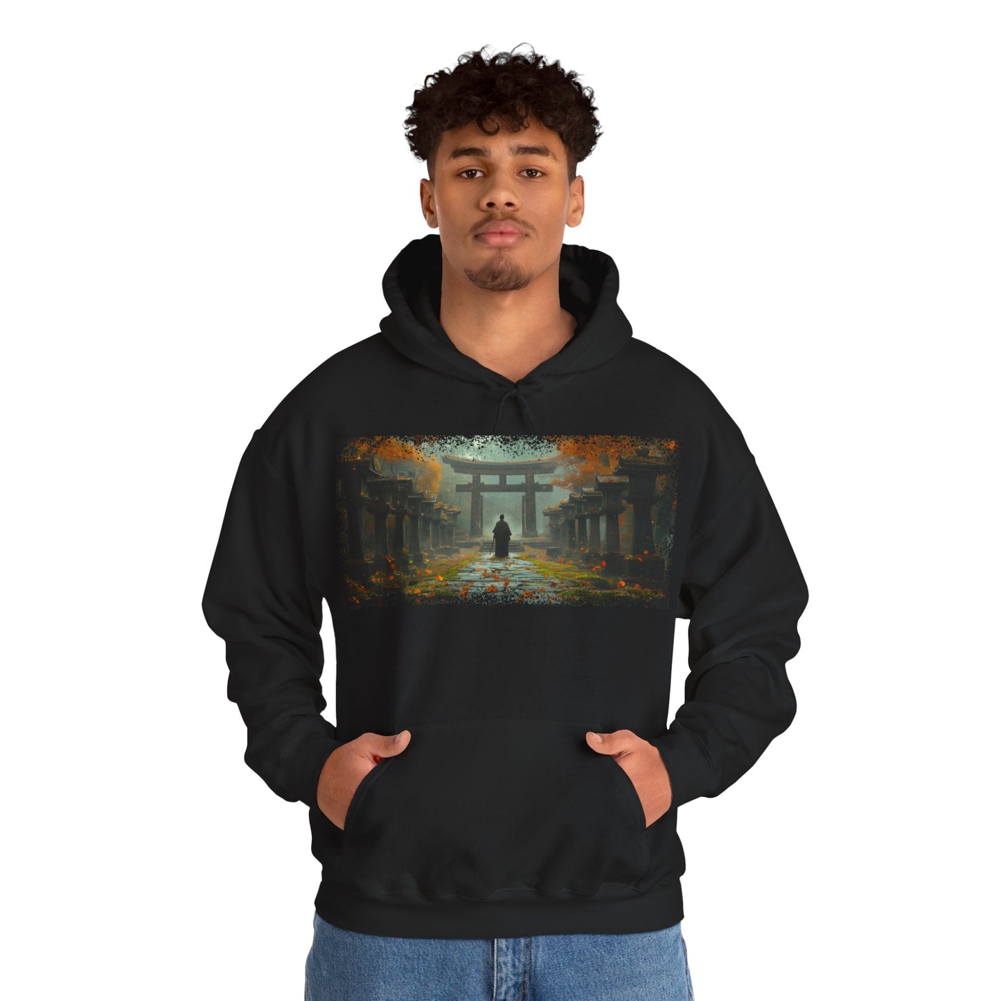 Men’s Graphic Hoodie — “Torii” Warrior Design — Ninja, Samurai, Ronin, Japanese Streetwear Hoodie