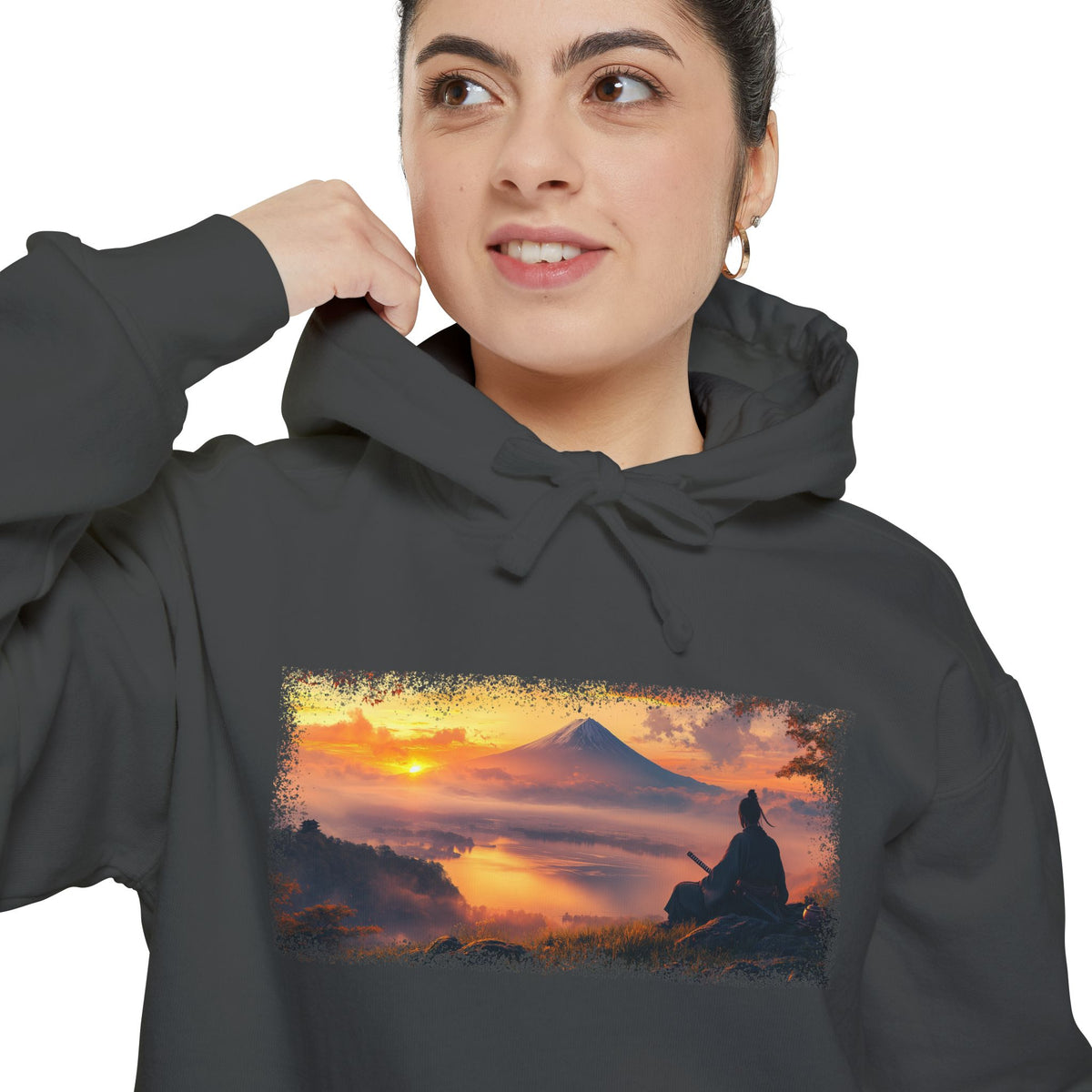 Mt. Fuji Sunset Ronin Graphic Hoodie — Japanese Streetwear | NINJA TYO