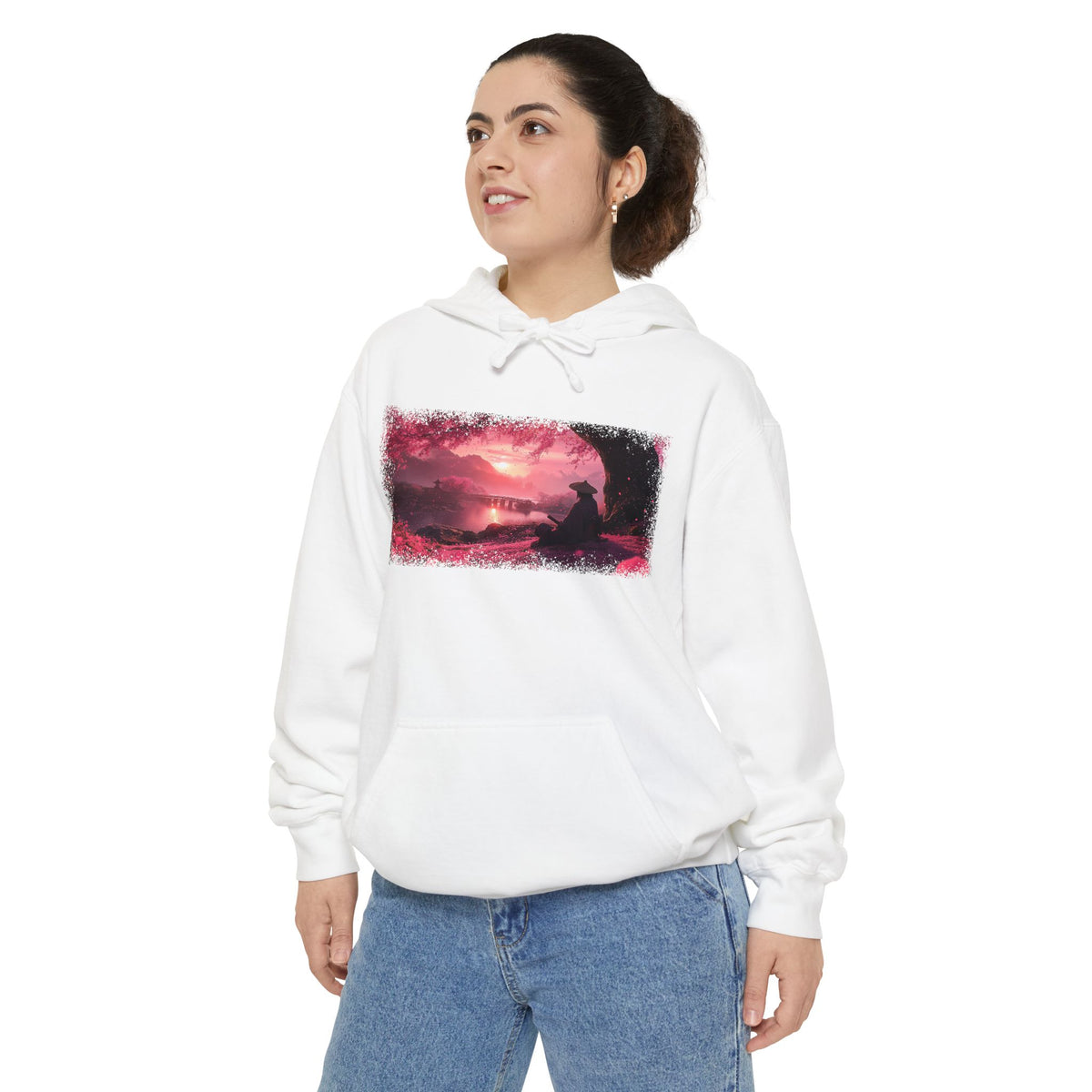 Sakura Sunset Ronin Graphic Hoodie — Japanese Streetwear | NINJA TYO