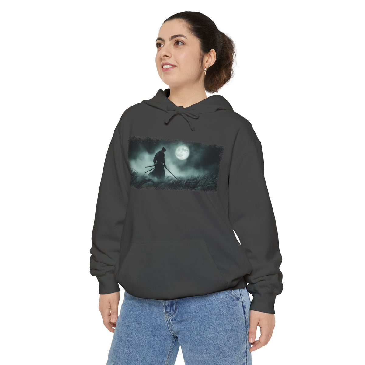 Moonlight Samurai Graphic Hoodie — Japanese Streetwear | NINJA TYO