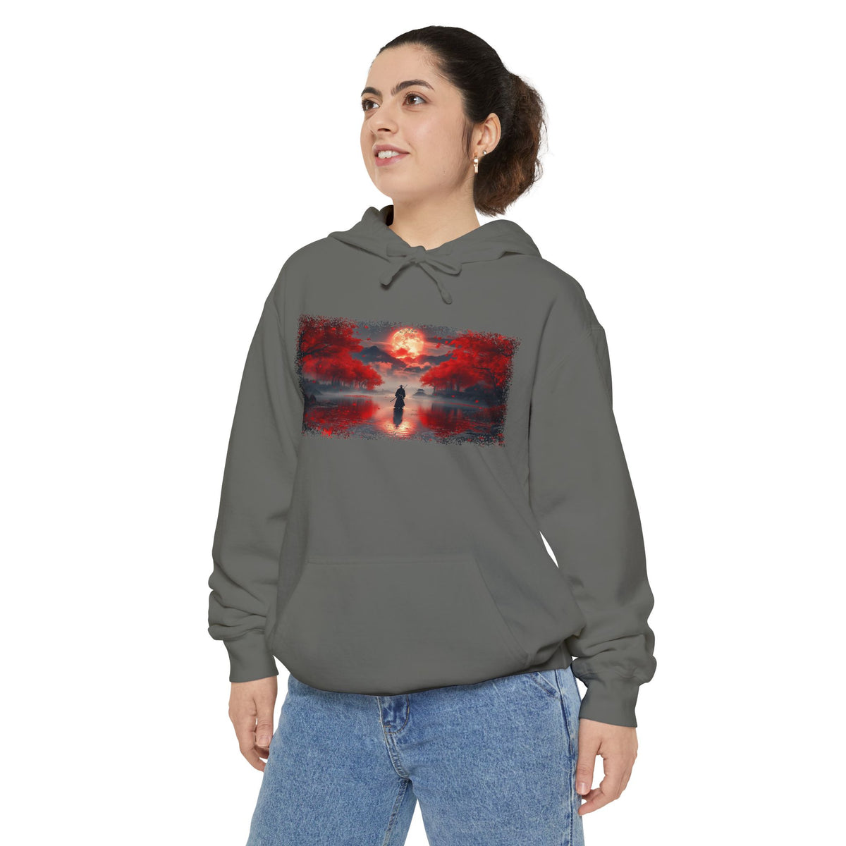 Red Moon Ronin Graphic Hoodie — Japanese Streetwear | NINJA TYO