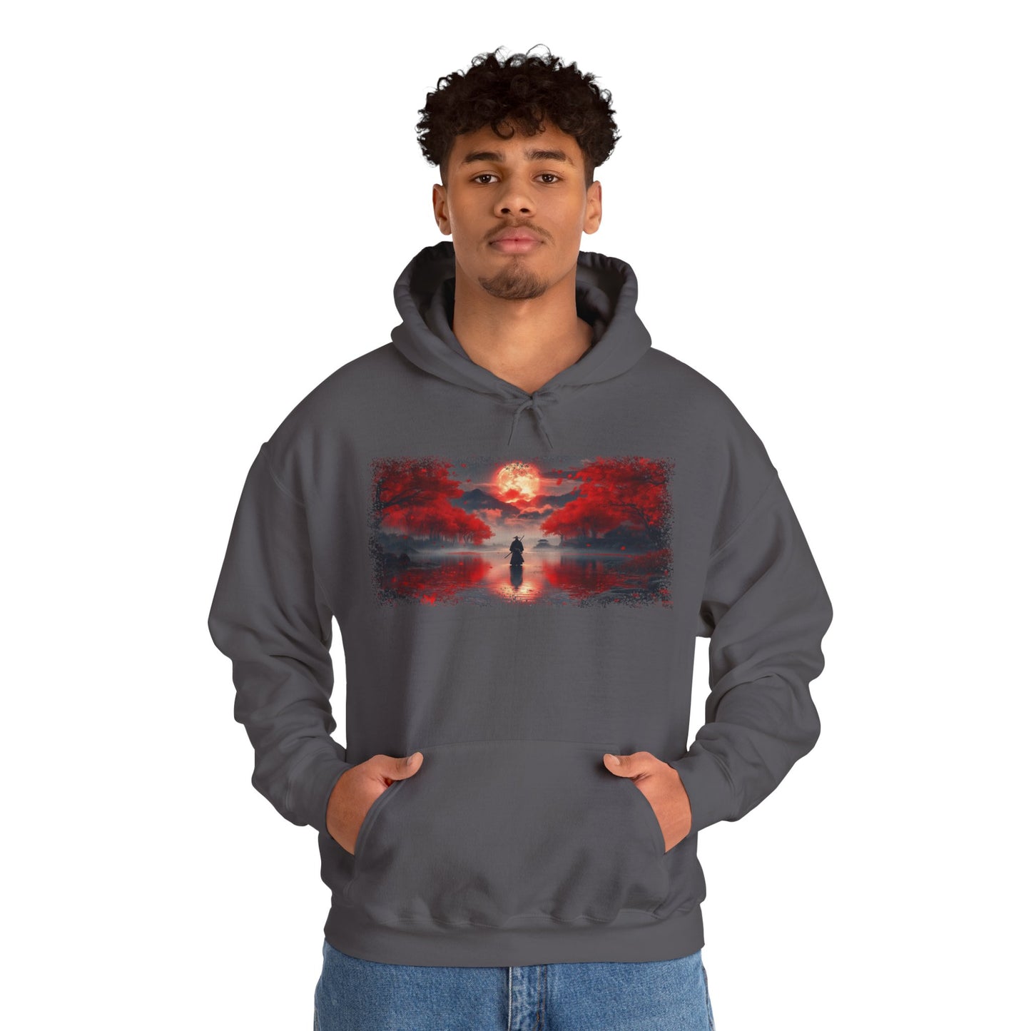 Graphic Hoodie — “Red Moon” Design — Japanese Streetwear Clothing