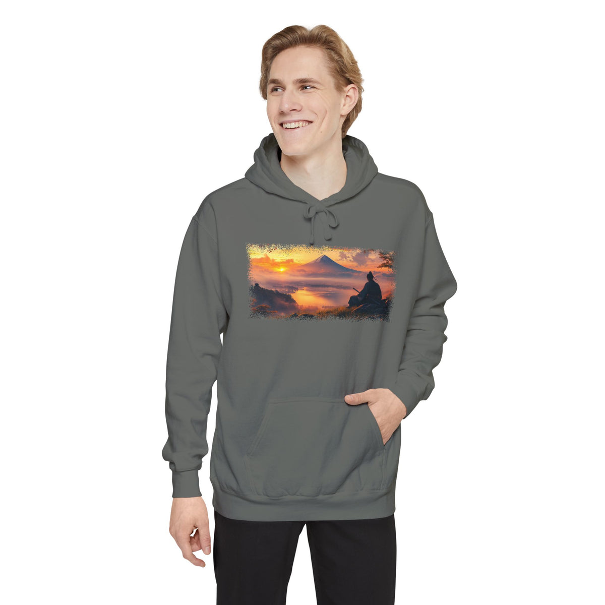 Mt. Fuji Sunset Ronin Graphic Hoodie — Japanese Streetwear | NINJA TYO