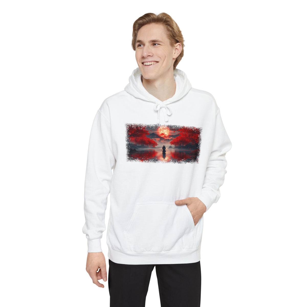 Red Moon Ronin Graphic Hoodie — Japanese Streetwear | NINJA TYO