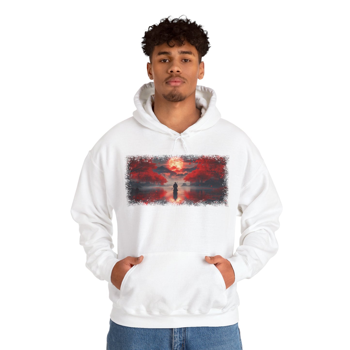 Graphic Hoodie — “Red Moon” Design — Japanese Streetwear Clothing