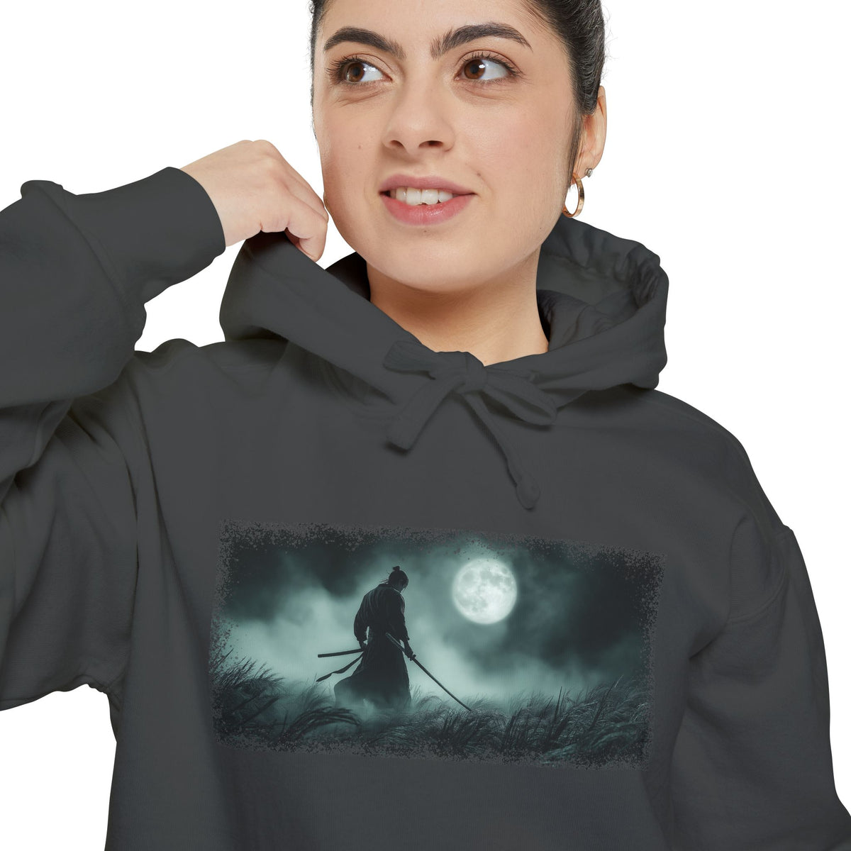 Moonlight Samurai Graphic Hoodie — Japanese Streetwear | NINJA TYO