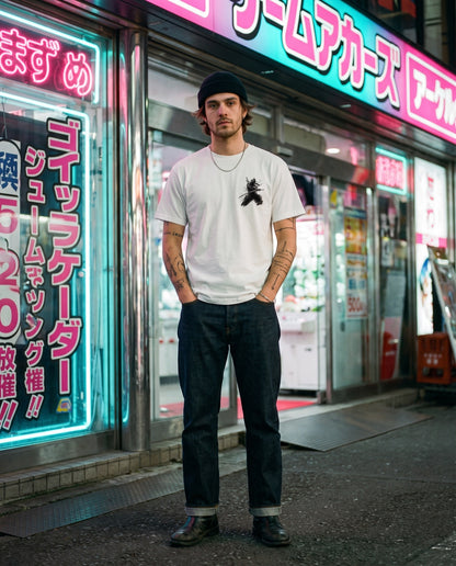 Back Blade Ninja Graphic T-Shirt — worn on a Tokyo street at night | NINJA TYO