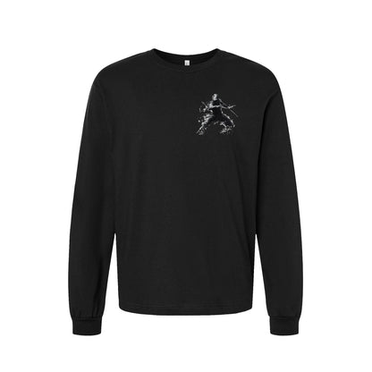 Backstep Samurai long sleeve t-shirt in Black — front flat lay