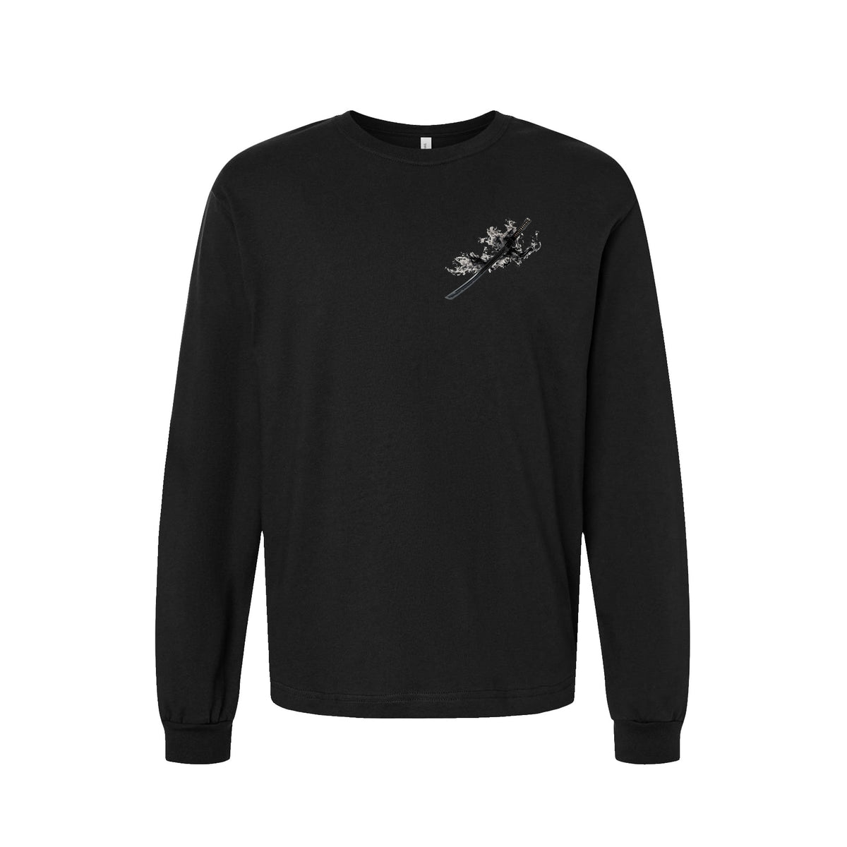 Black Flame Katana long sleeve t-shirt in Black — front flat lay