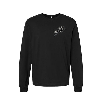 Black Flame Katana long sleeve t-shirt in Black — front flat lay