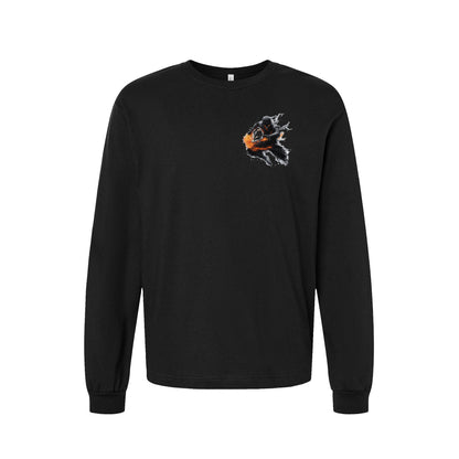 Fire Release Ninja long sleeve t-shirt in Black — front flat lay