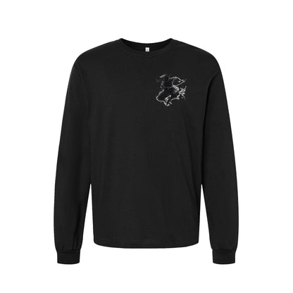 Jump Slash Samurai long sleeve t-shirt in Black — front flat lay