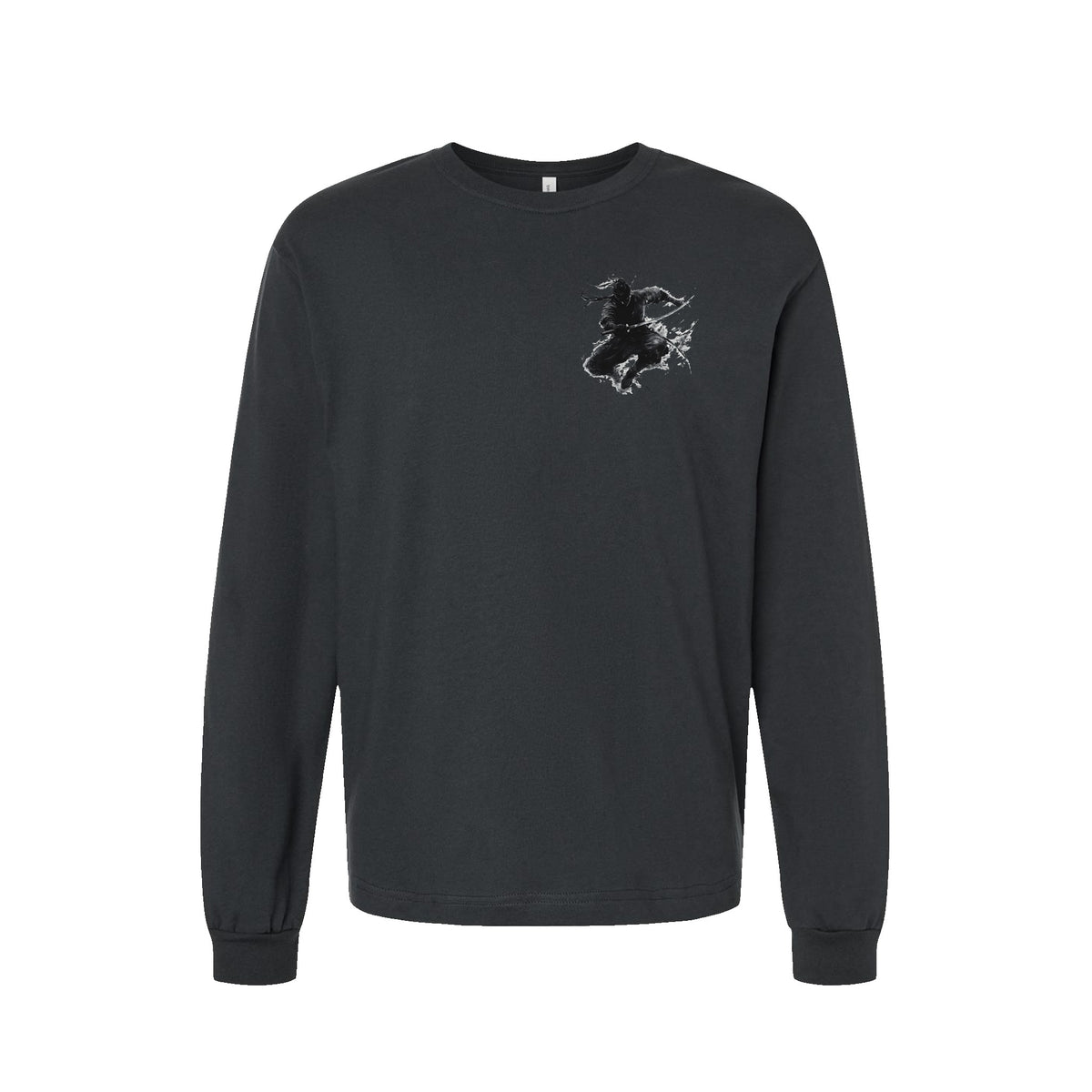 Jump Slash Samurai long sleeve t-shirt in Dark Grey — front flat lay