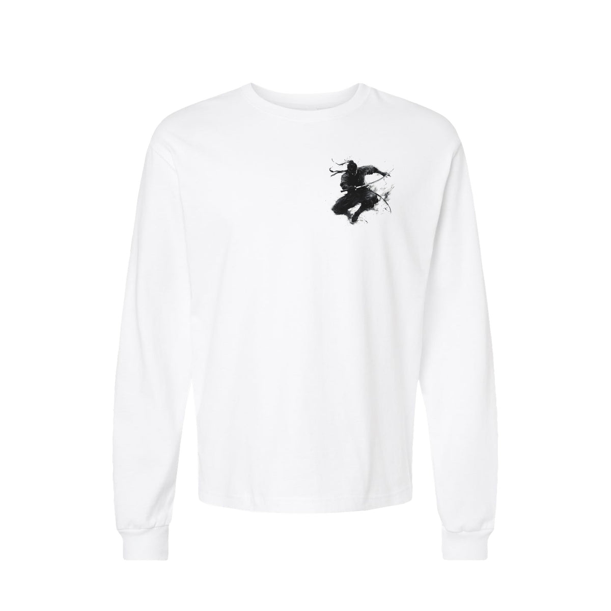 Jump Slash Samurai long sleeve t-shirt in White — front flat lay