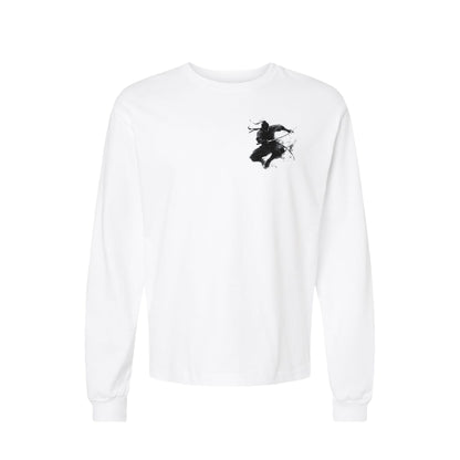 Jump Slash Samurai long sleeve t-shirt in White — front flat lay