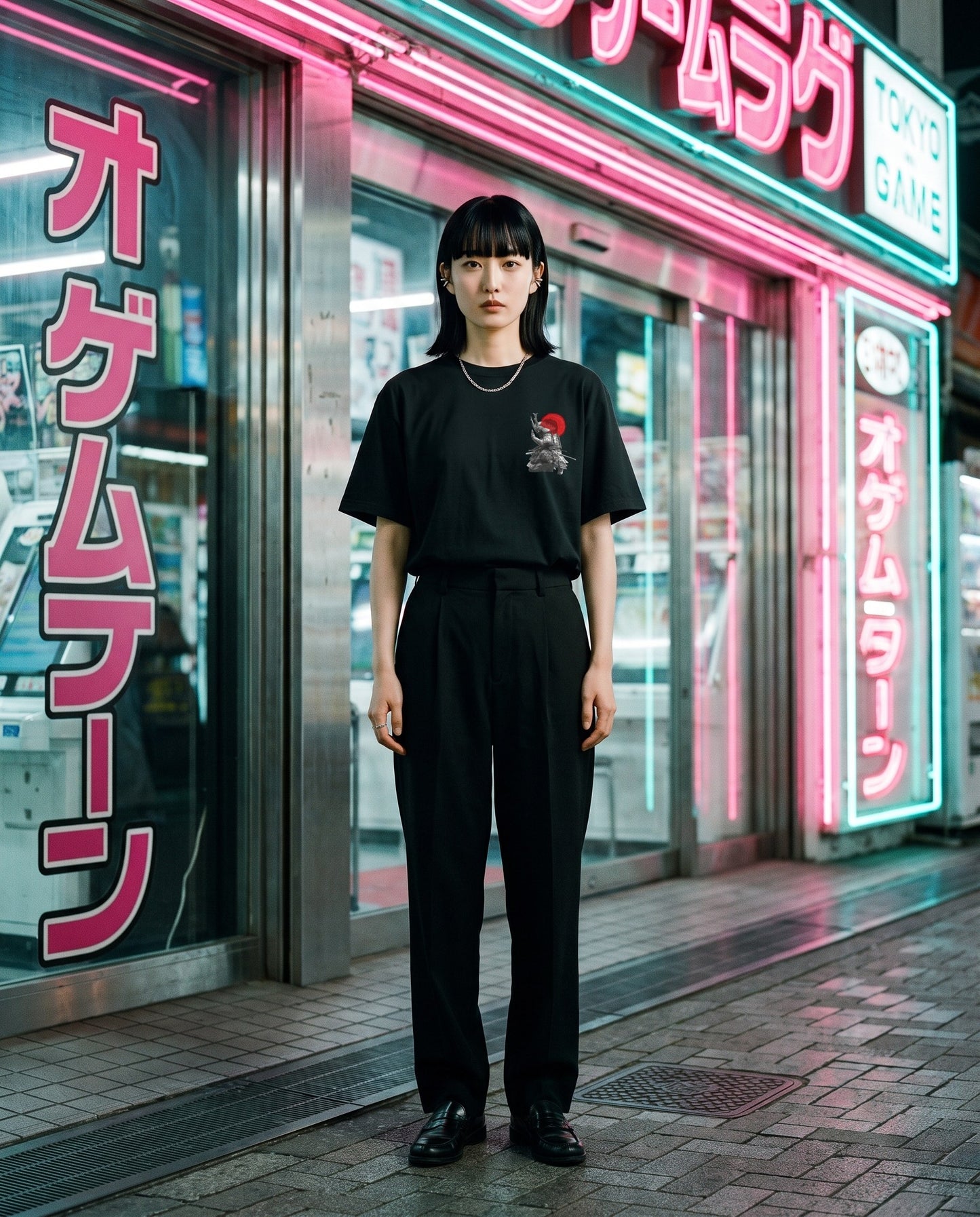 Pray Samurai Graphic T-Shirt — worn on a Tokyo street at night | NINJA TYO